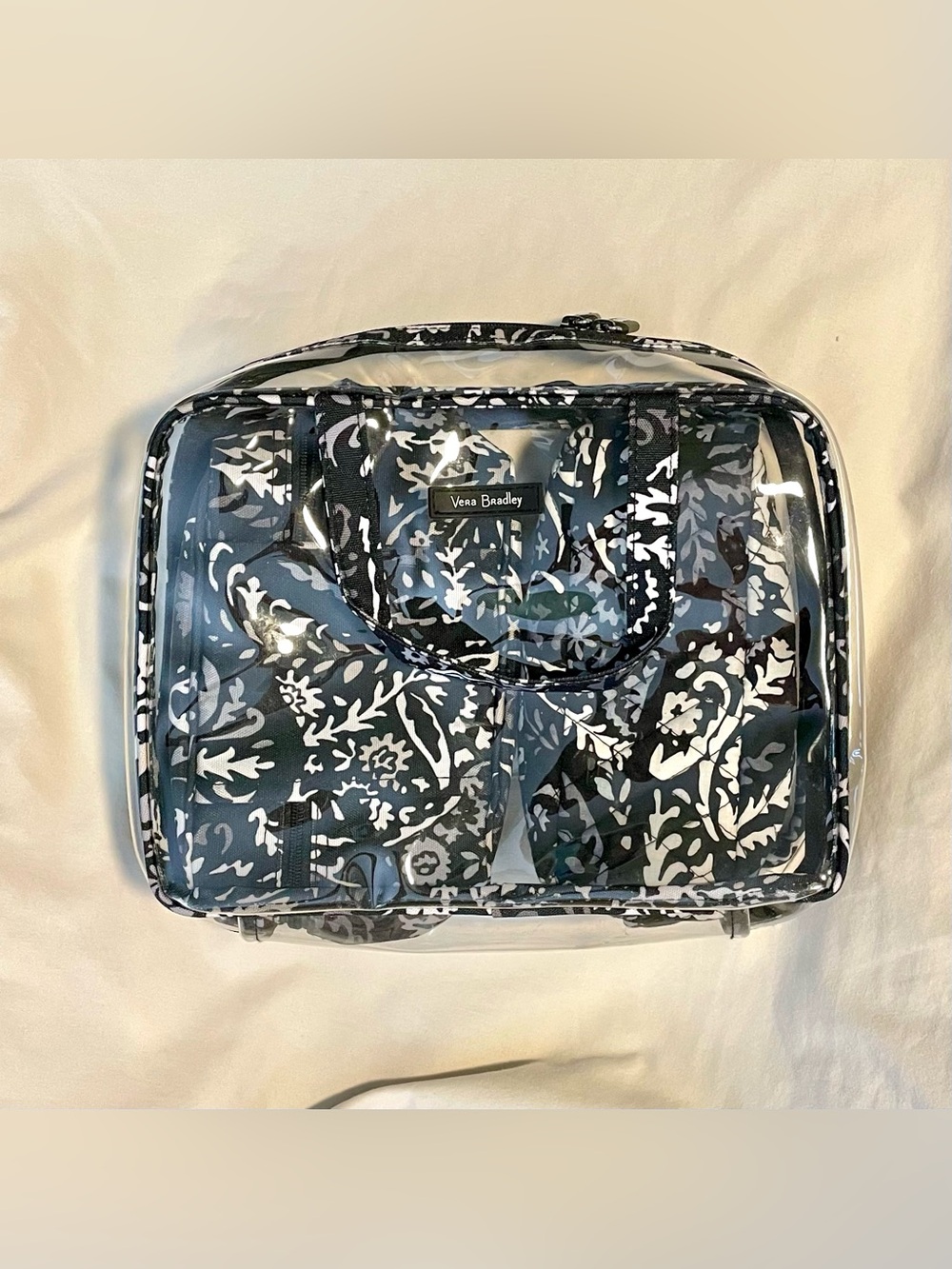 Vera Bradley 3~Piece Cosmetic Organizer - Black & White "Paisley Noir" Pattern
